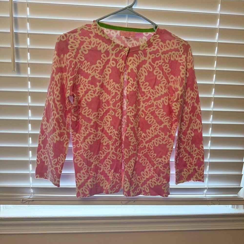 Lilly Pulitzer Pink and Green Cardigan